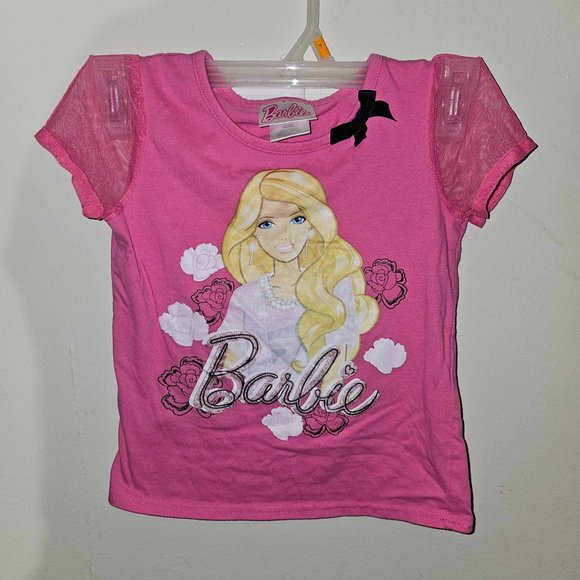5/20 Barbie (by Mattel Inc) Toddler Child Pink with black Bow Top - Picture 1 of 4